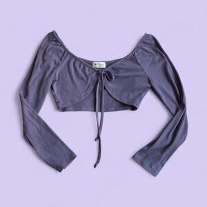 Love Wins Purple Ribbed Tie Front Crop Top – Size L